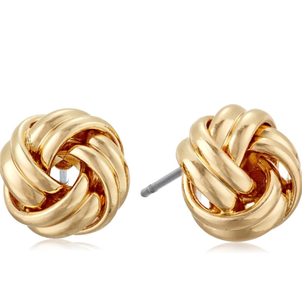 Anne Klein gold-tone knot stud earrings.
